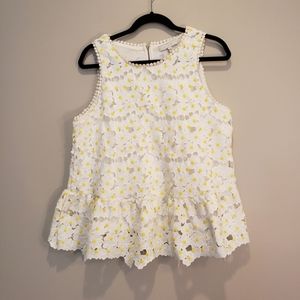 Anthropologie eri & ali flower daisy lace sleeveless top Size Medium
